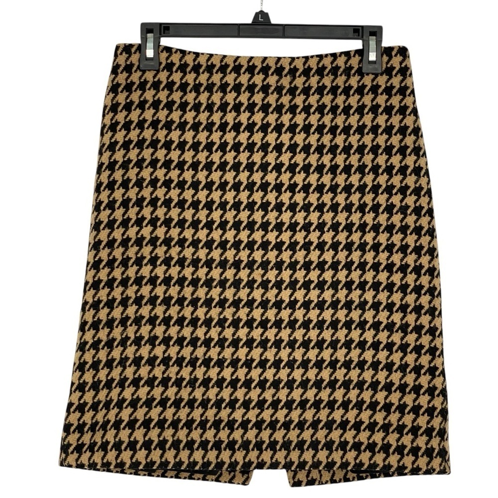 Talbots Wool Blend Brown & Black Houndstooth Pencil Skirt Sz 6P